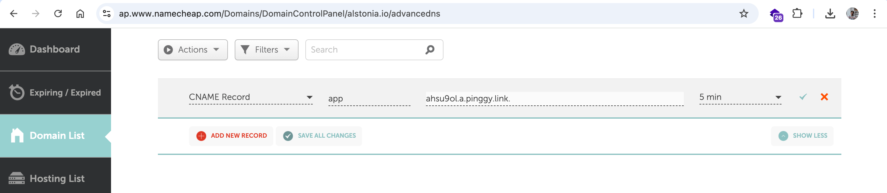 Validate cname for custom domain and issue certificate - Pinggy